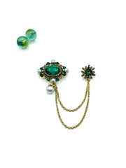 “Queen” brooch ( 2 pins / green )
