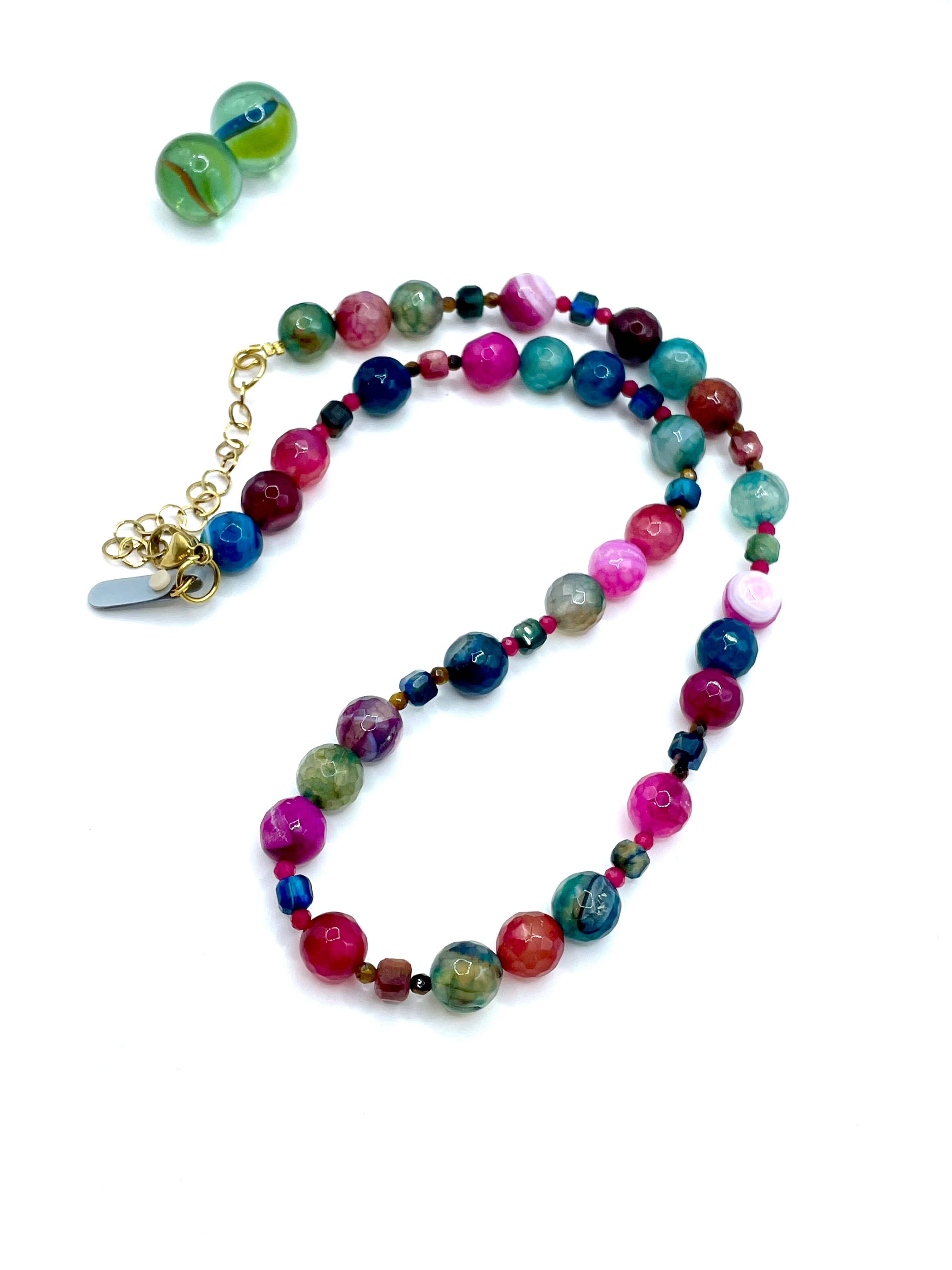 Multi coloured mixed gemstones necklace