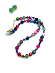 Multi coloured mixed gemstones necklace