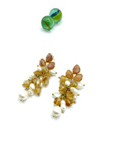 ''AMALFI'' dangle earrings (citrine / freshwater pearls )