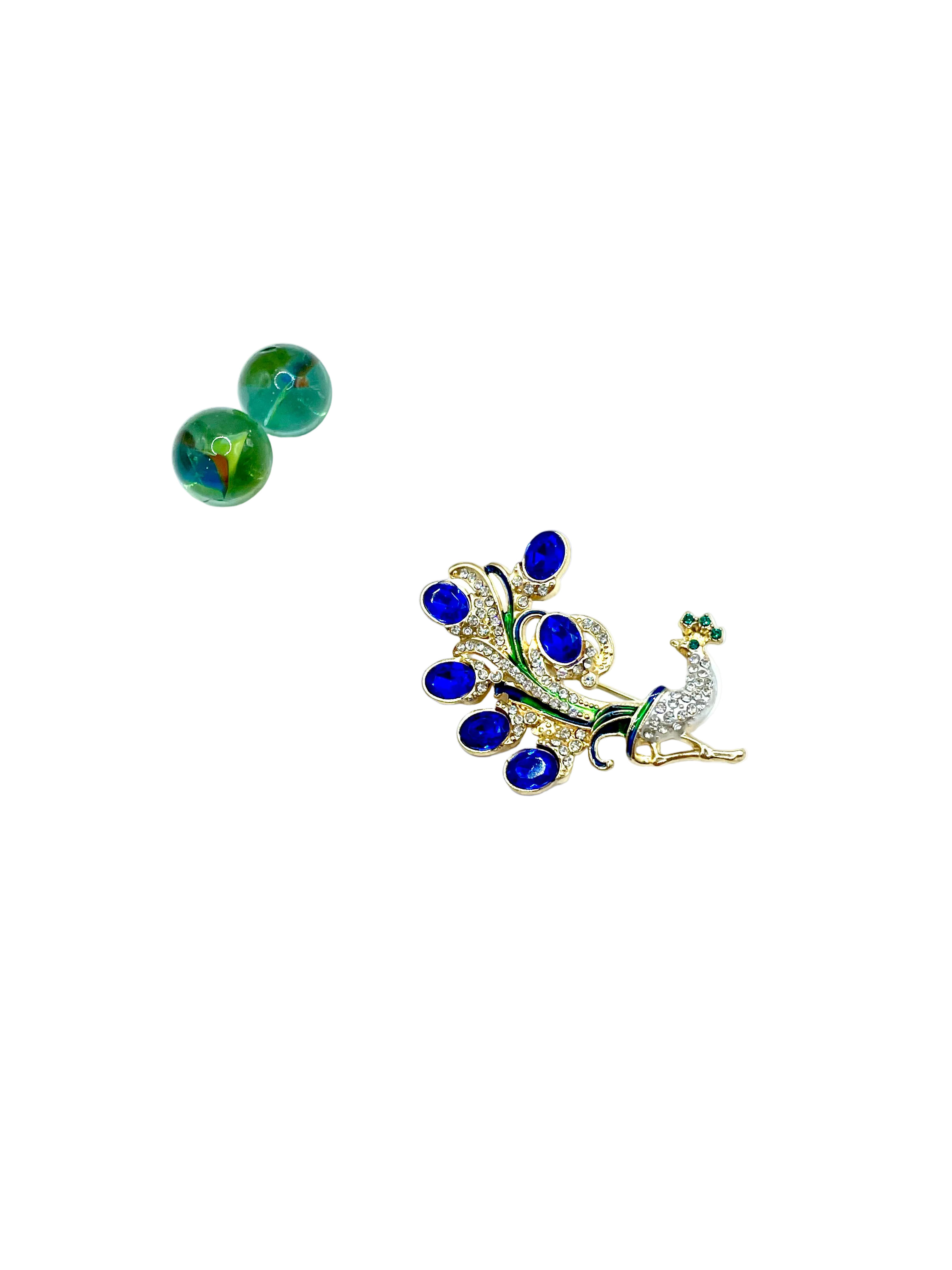 “Peacock” brooch (blue)