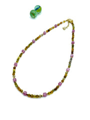 Agate & jade gemstone necklace ( yellow/pink )