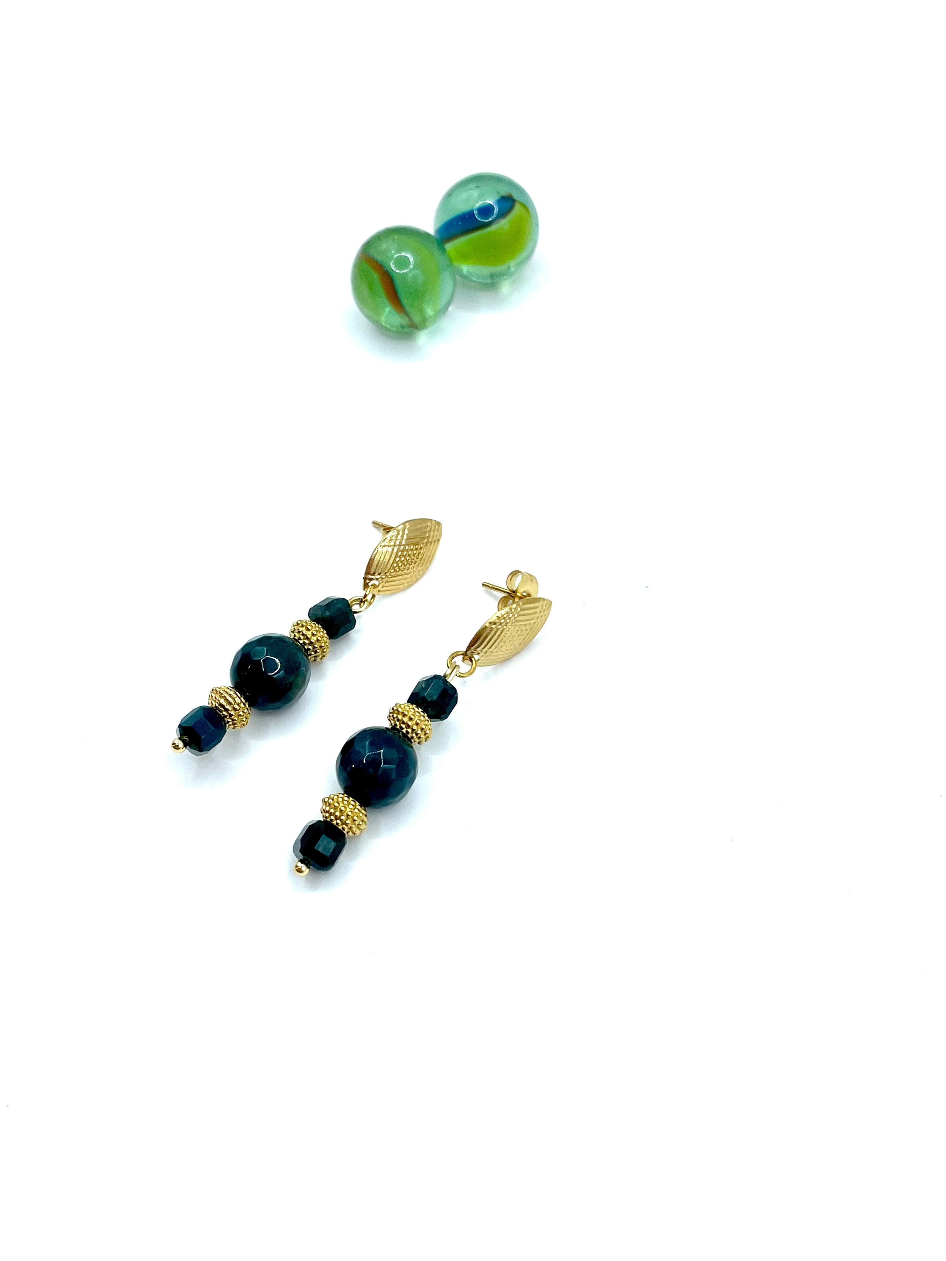 Cypress green agate dangle earrings