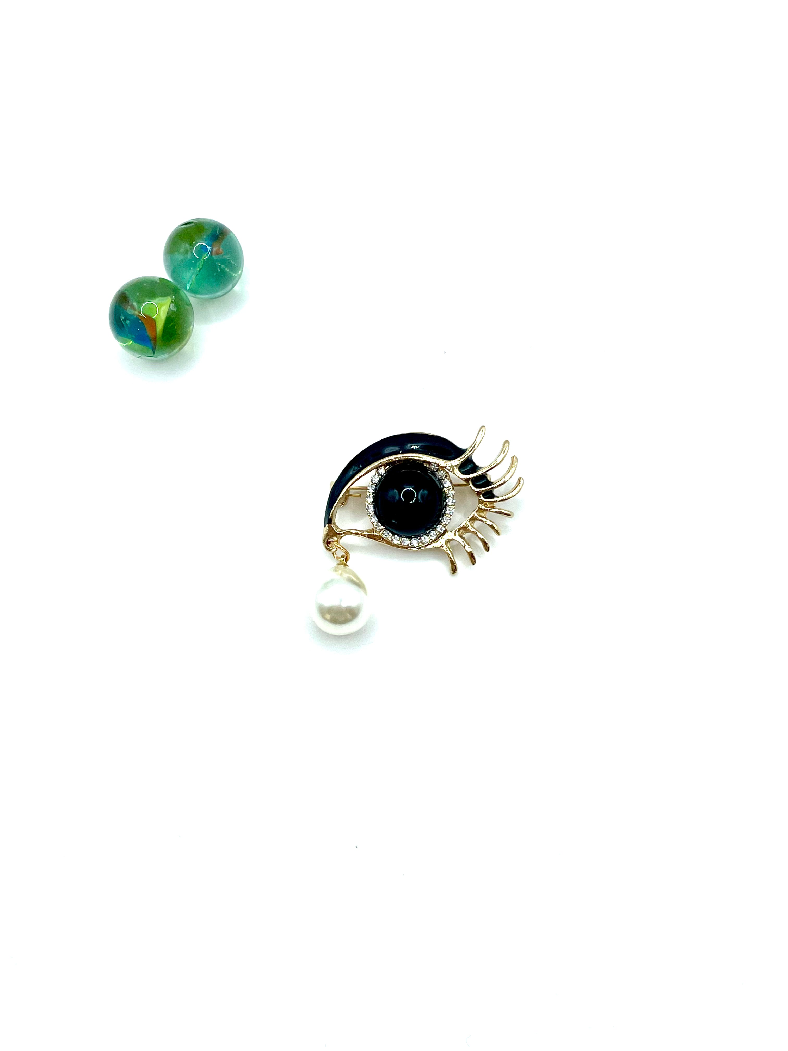 evil eye black enamel brooch