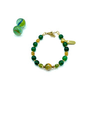 Agate & jade gemstone bracelet ( green/yellow)