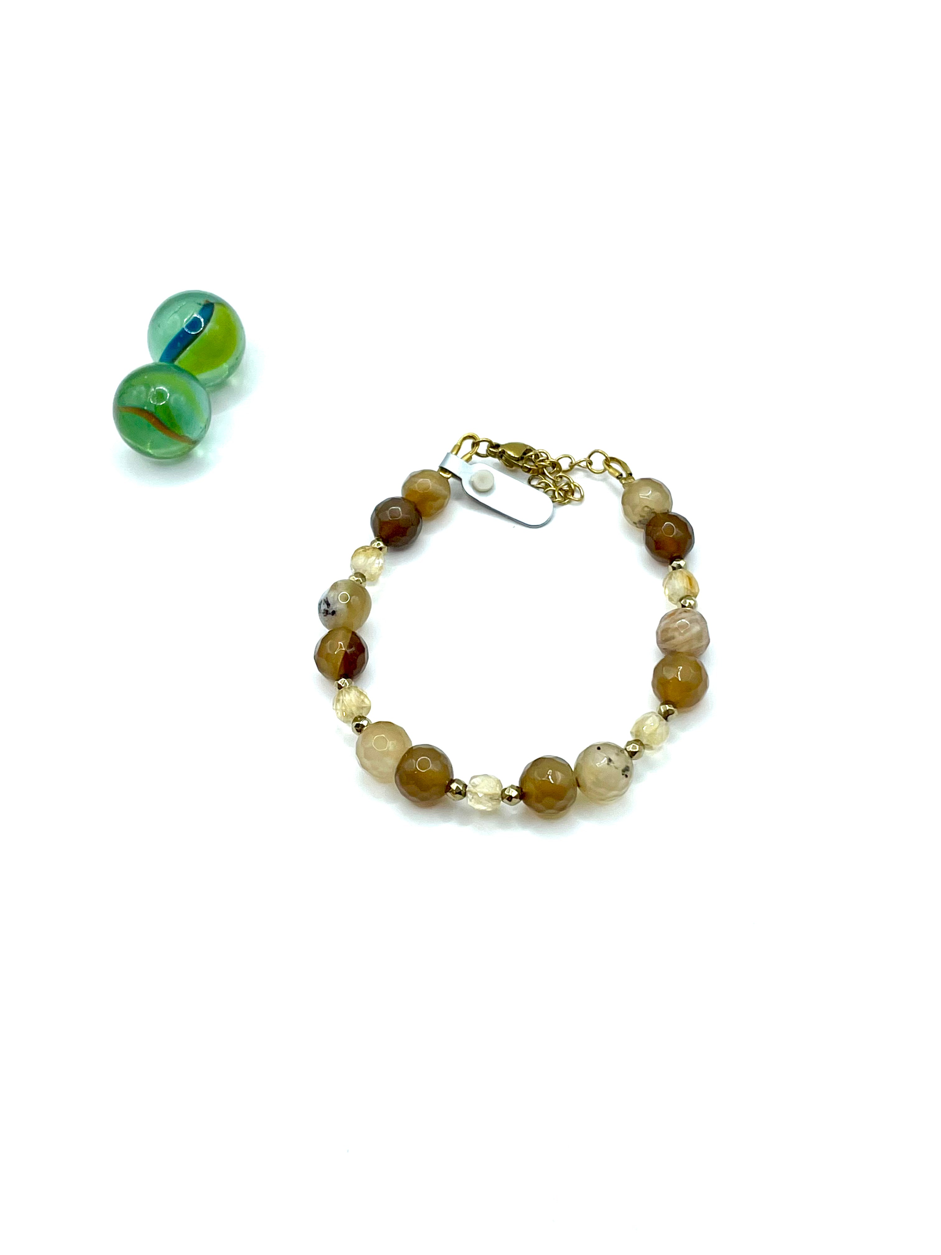 Agate & citrine gemstone bracelet (brown)