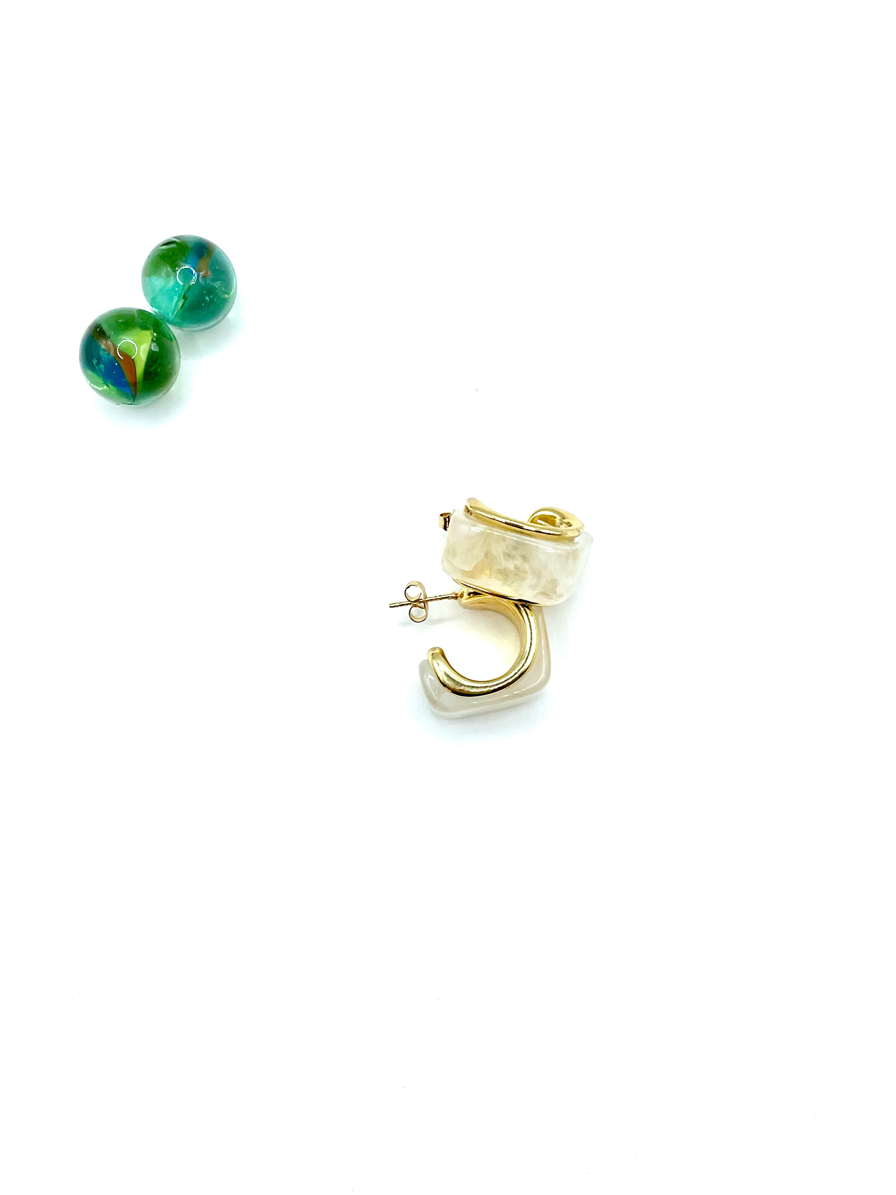 ''CREAM'' HOOPS (SQUARE)