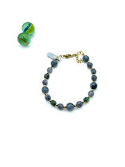 Agate & eagle’s eye gemstone bracelet ( gray)