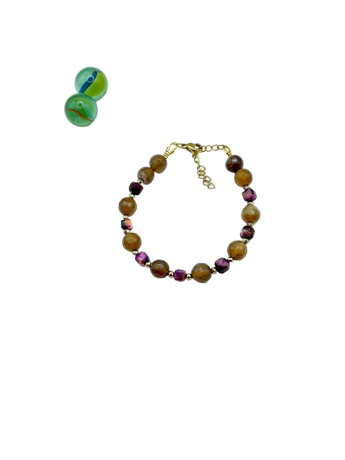 Agate & tiger’s eye gemstone bracelet ( brown/purple)