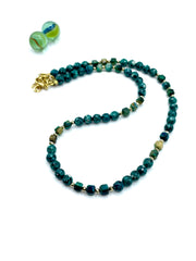 Agate & tiger’s eye “cubes” GREEN necklace
