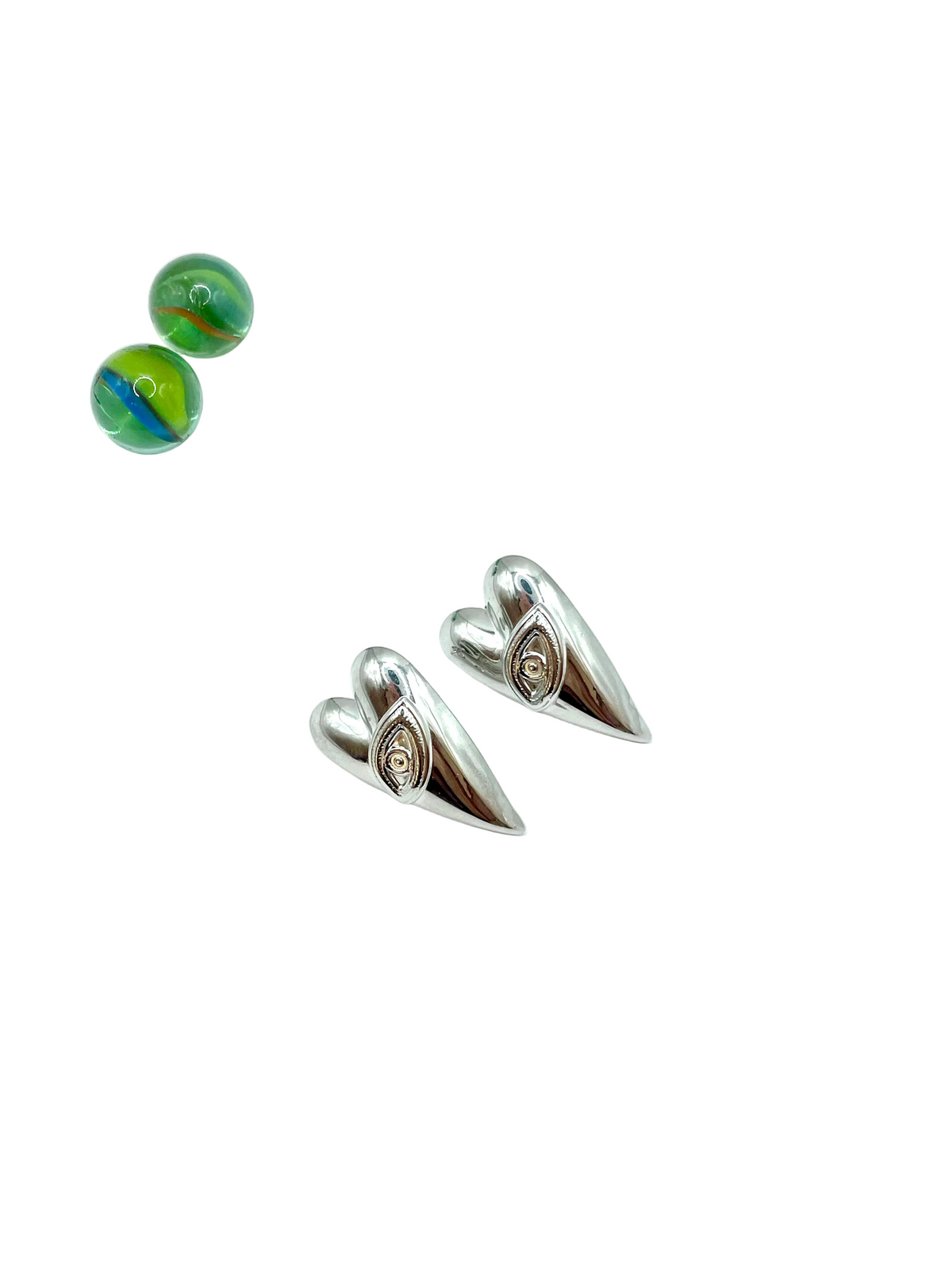 Hearts/evil eye stainless steel earrings