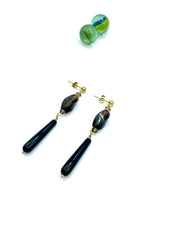 Smoky Quartz & black onyx dangles