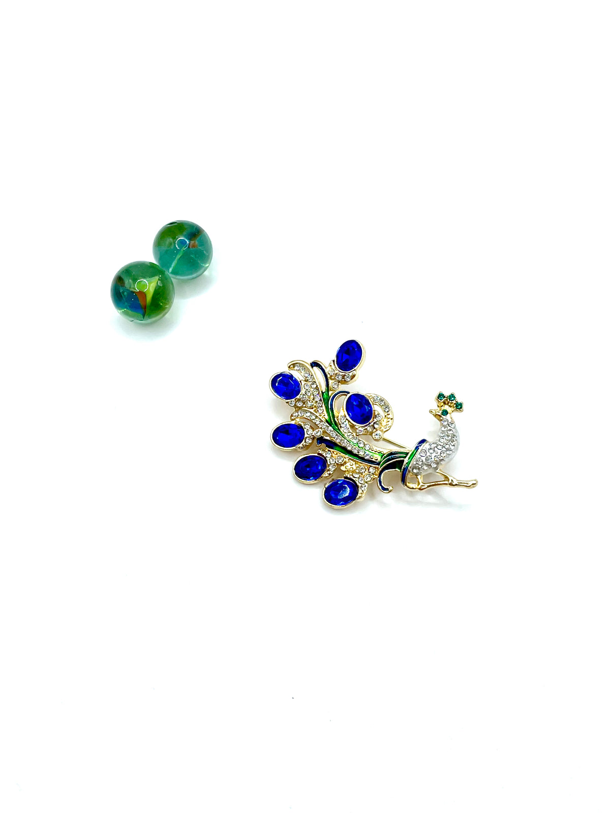 “Peacock” brooch (blue)