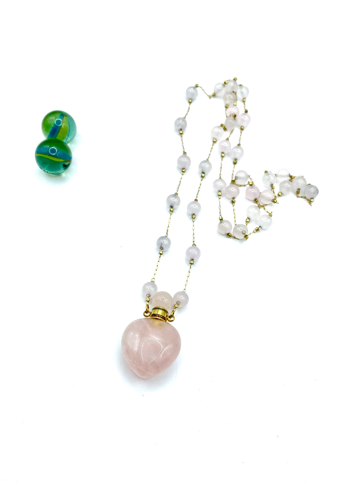 ''PHILTRE DE TENDRESSE'' ROSARIO NECKLACE ( PINK QUARTZ )