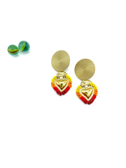 “Malena” heart dangle earrings (orange/yellow/red)