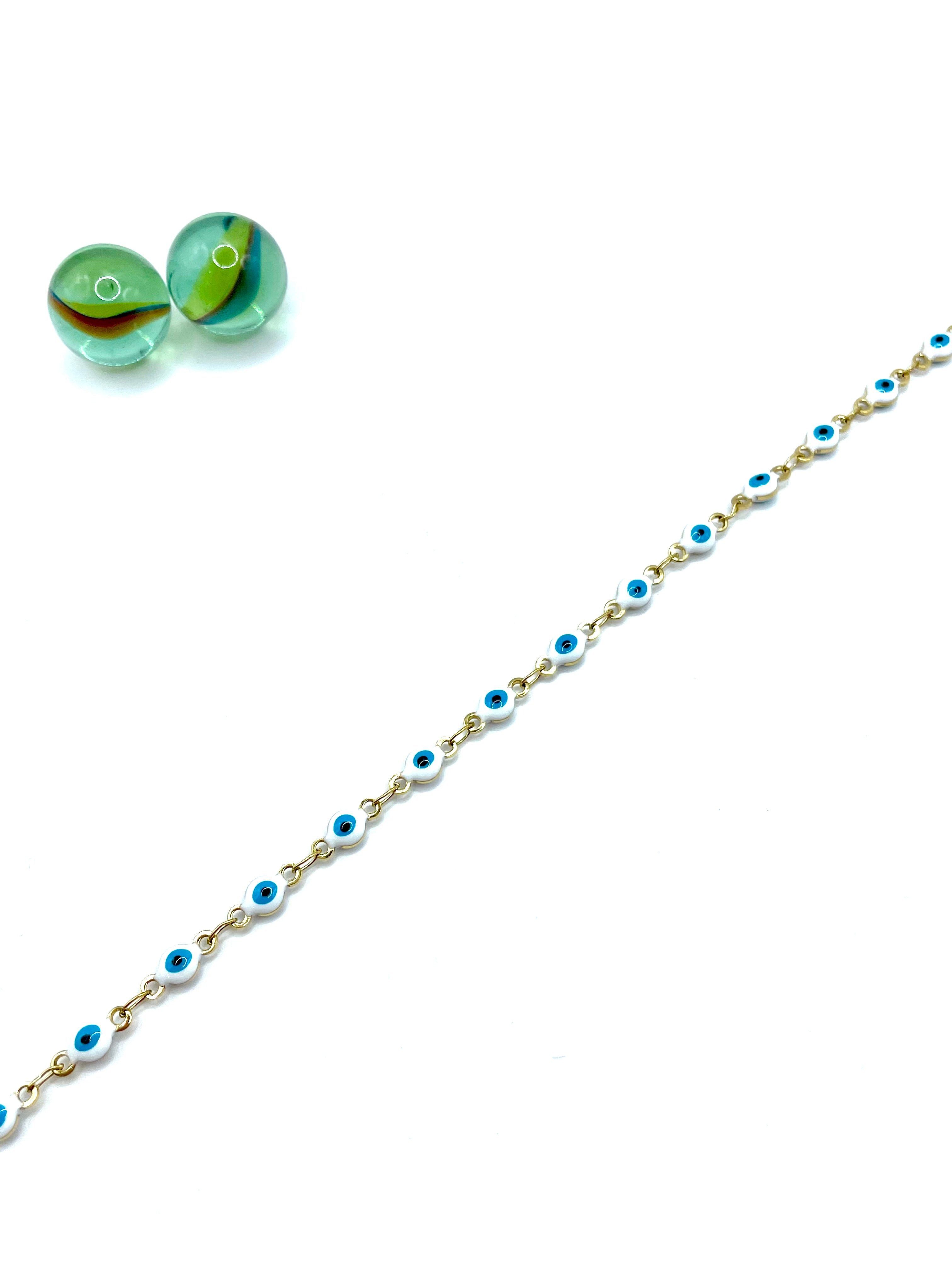 ''Evil eye'' chain ANKLET (white)