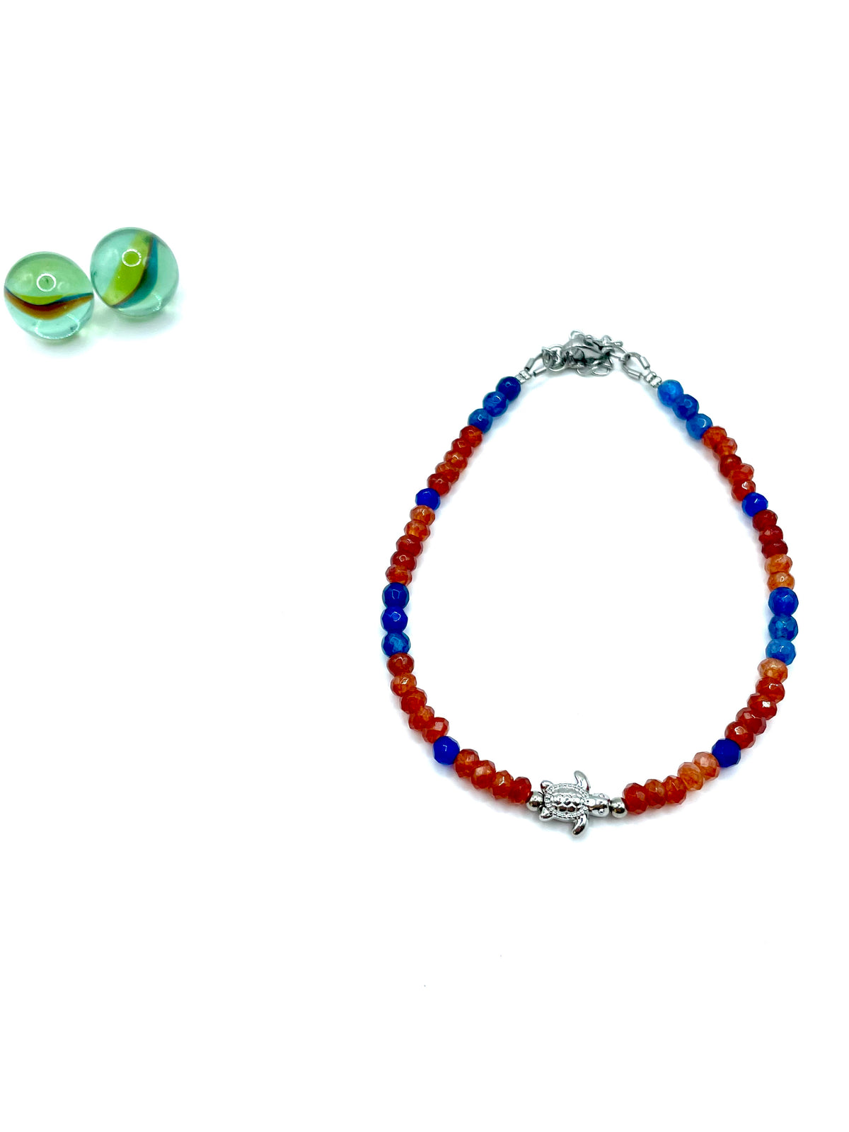 ''mini turtle'' gemstone anklet (jade/agate)