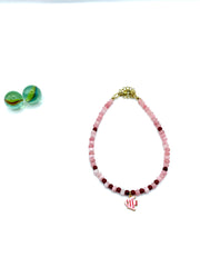 ''pink fish'' gemstone anklet ( pink/red jade)