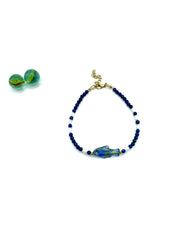 ''FISH'' gemstone anklet (lapis lazuli/pearls)