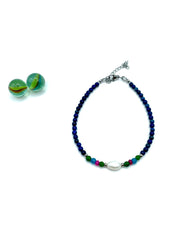 ''PEARL'' gemstone anklet (lapis lazuli)