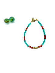 ''Seahorse'' gemstone anklet ( jade/ agate)