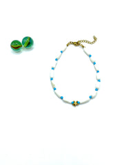 ''mini starfish'' gemstone anklet (white corals/turquoise)