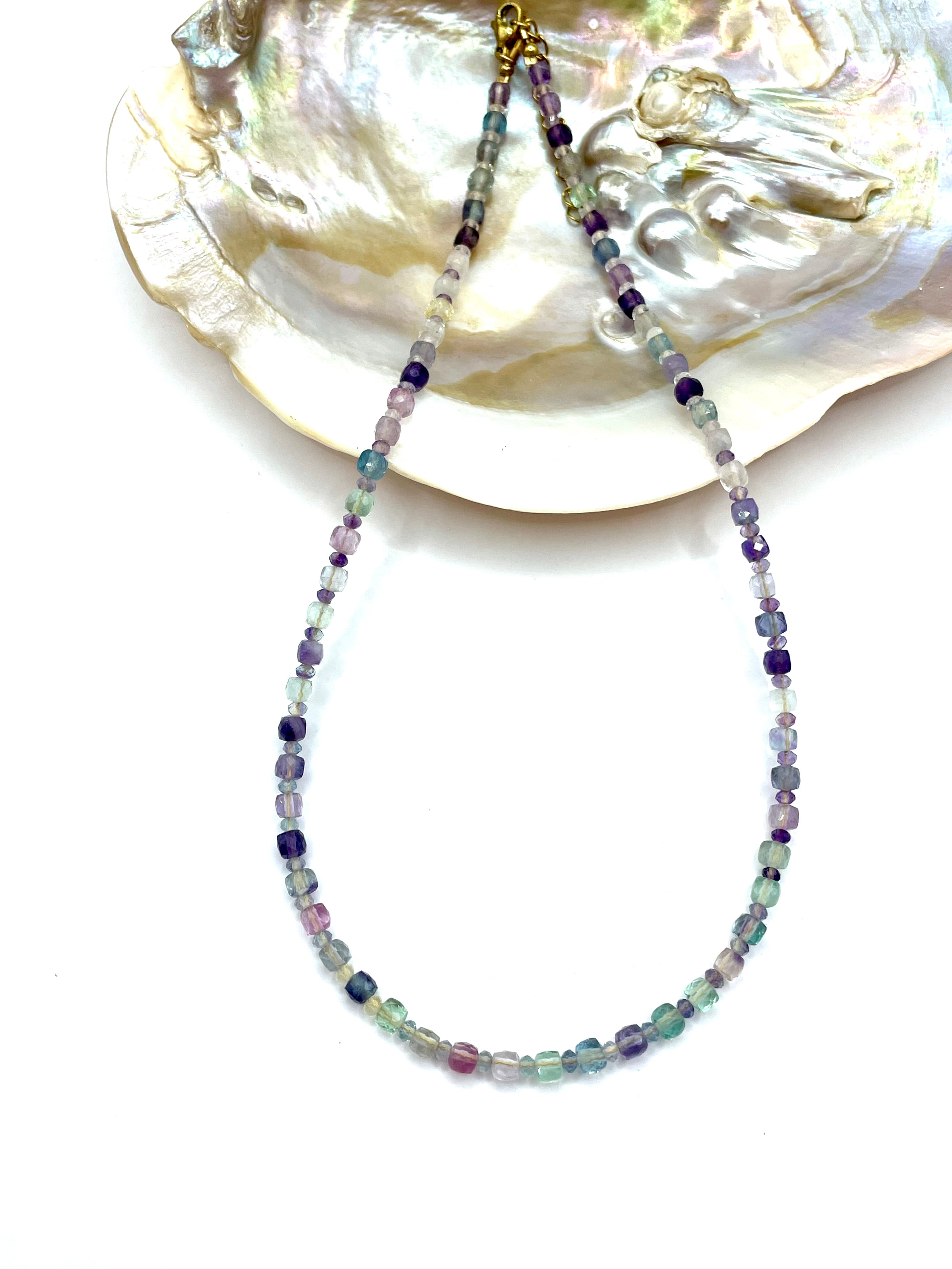 ''FLUORITE CUBES'' gemstone necklace