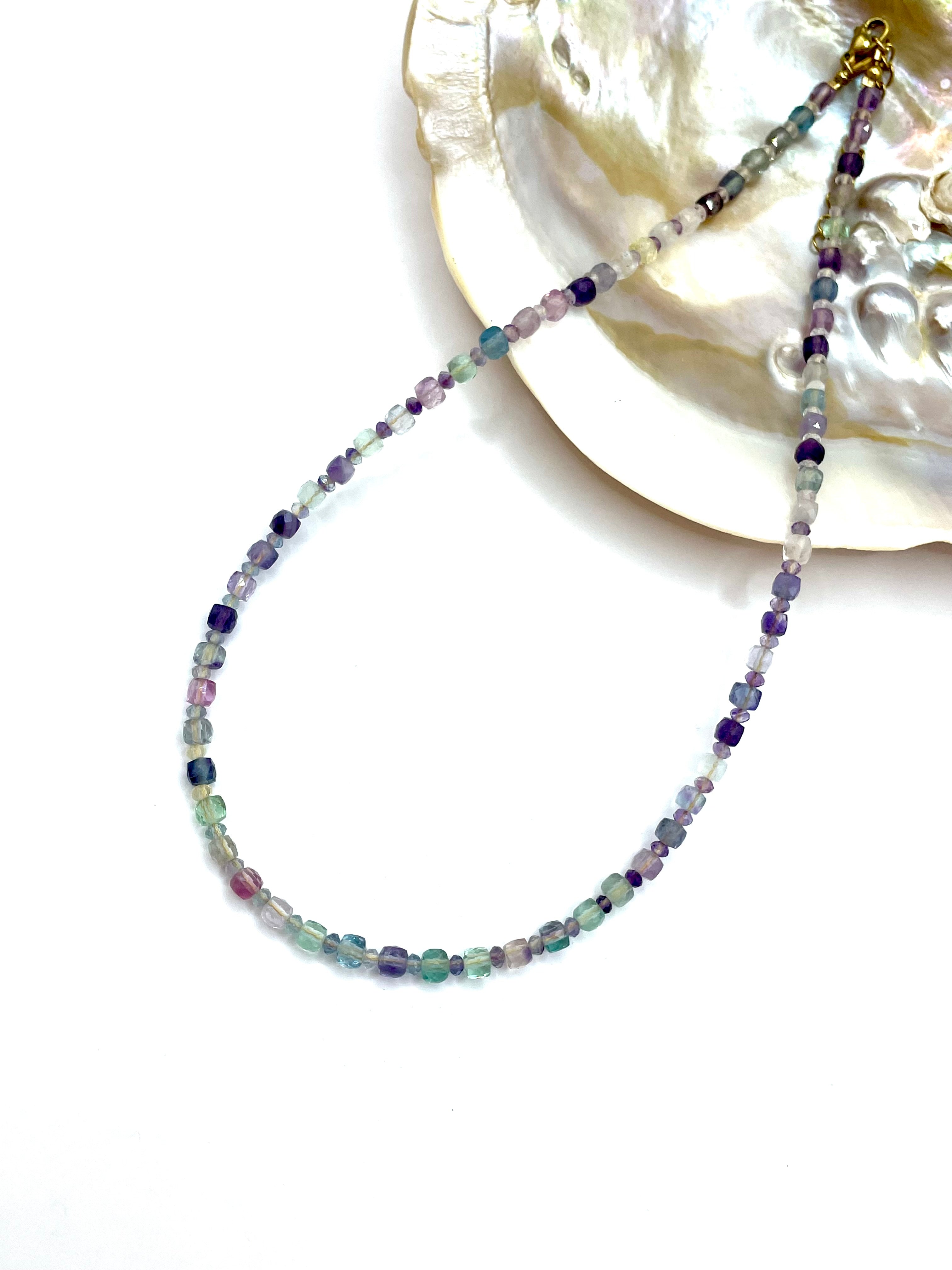 ''FLUORITE CUBES'' gemstone necklace