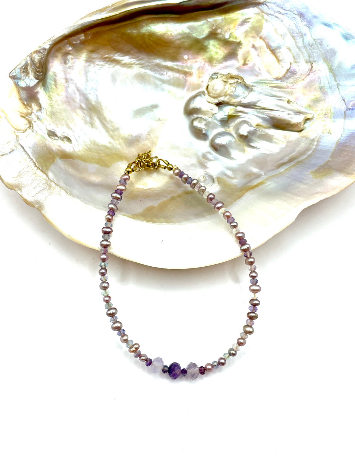 mini fluorite & pink pearls ANKLET