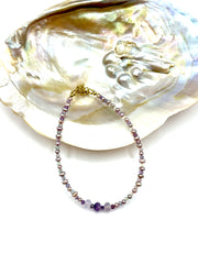 mini fluorite & pink pearls ANKLET