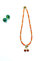 ''RED CHERRIES'' NECKLACE ( mother of pearl )