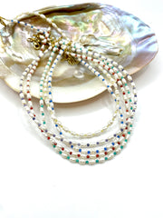 “Rice” freshwater pearls & zirconia choker necklace