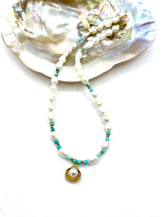 FRESHWATER PEARLS NECKLACE ( VENUS TURQUOISE )