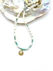 FRESHWATER PEARLS NECKLACE ( VENUS TURQUOISE )