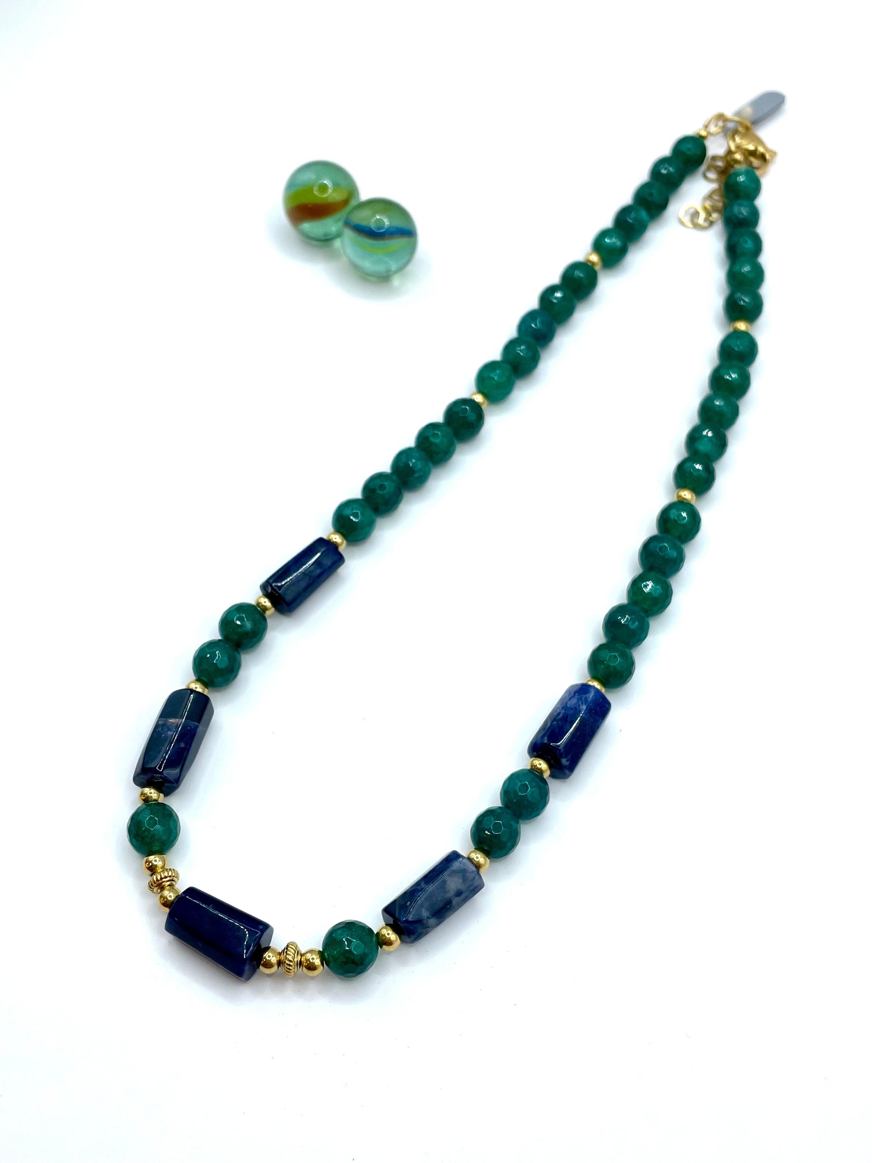 GREEN AGATE & SODALITE NECKLACE