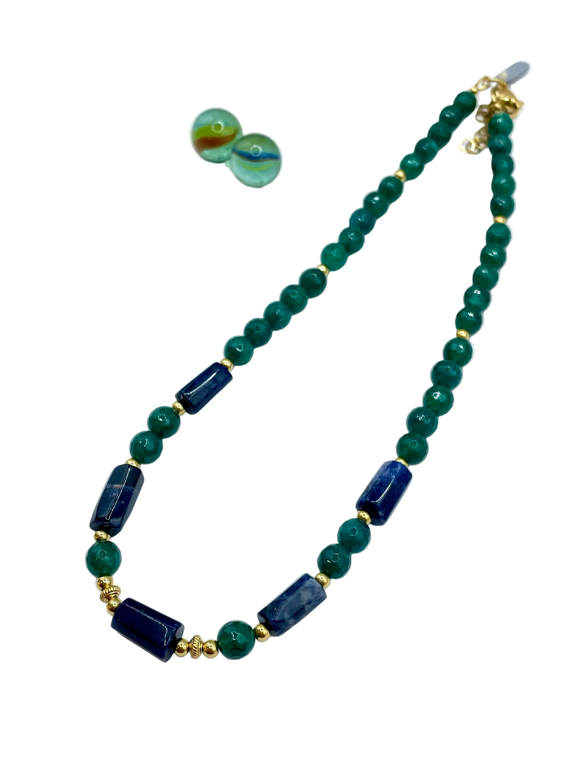 GREEN AGATE & SODALITE NECKLACE