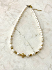 ''mini cross'' Baroque freshwater pearls necklace