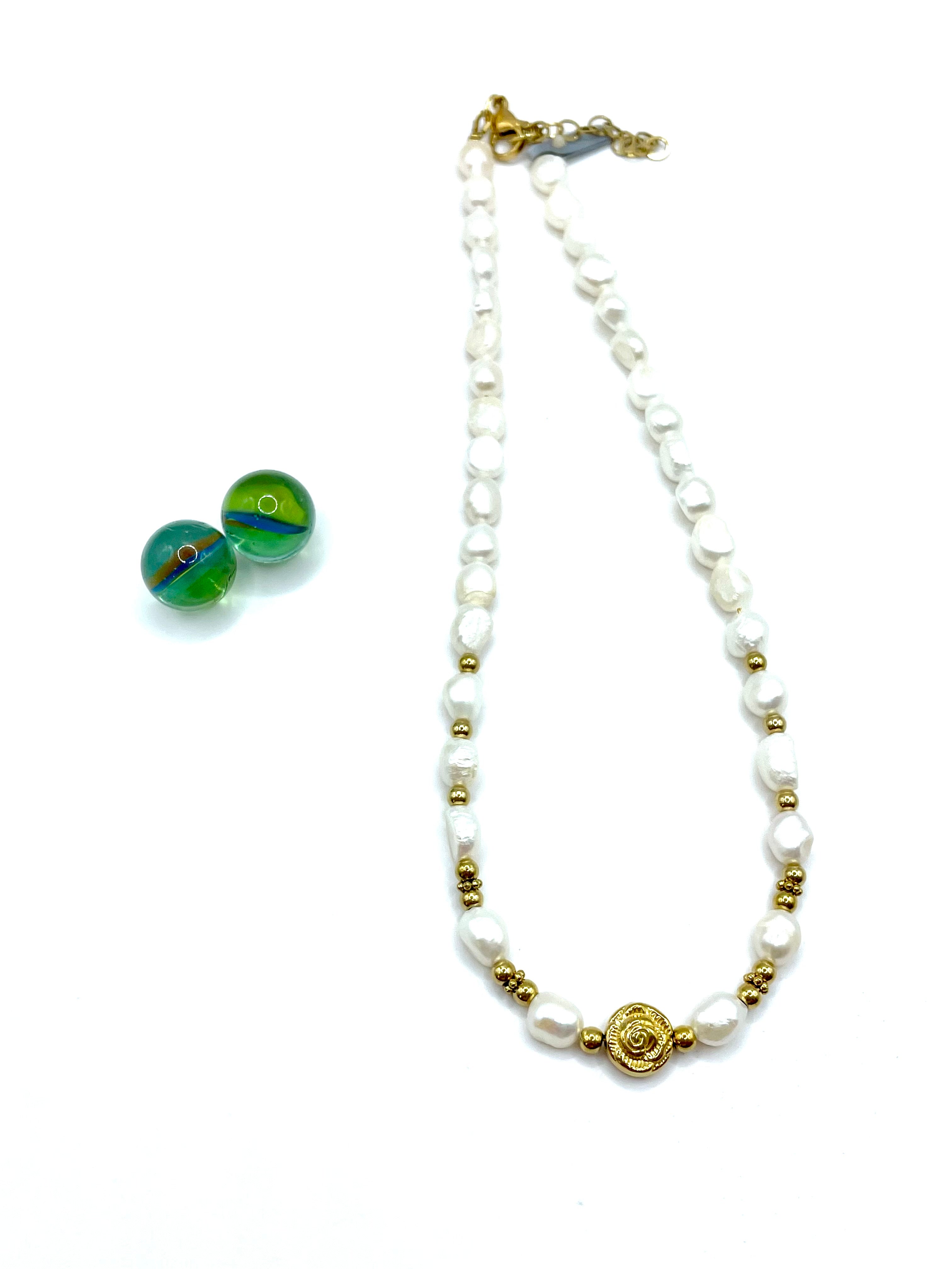 “Rose” Baroque freshwater pearls necklace