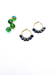 ‘’Grapes’’ black pearls hoop earrings