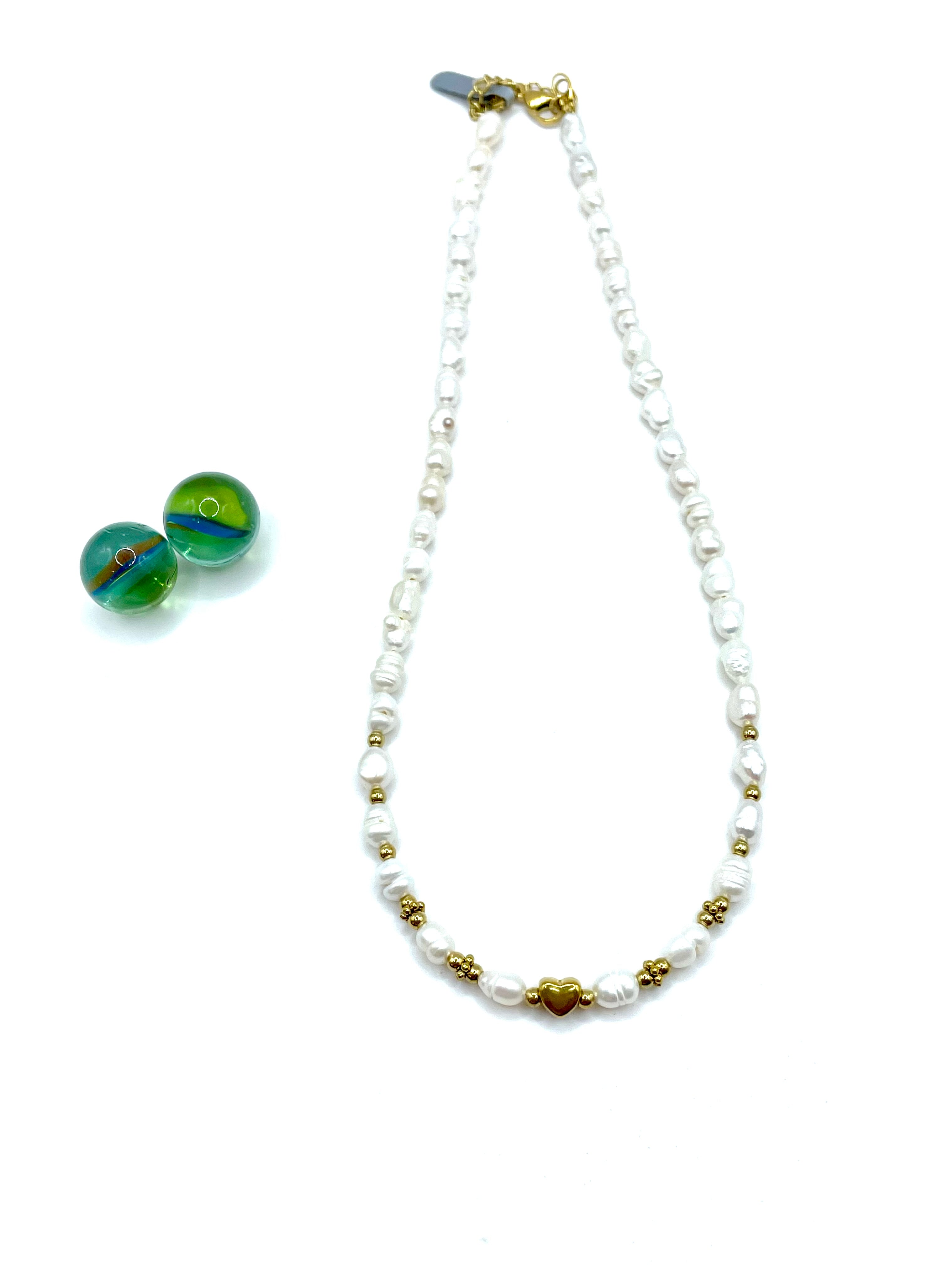 ''mini heart'' Baroque freshwater pearls necklace