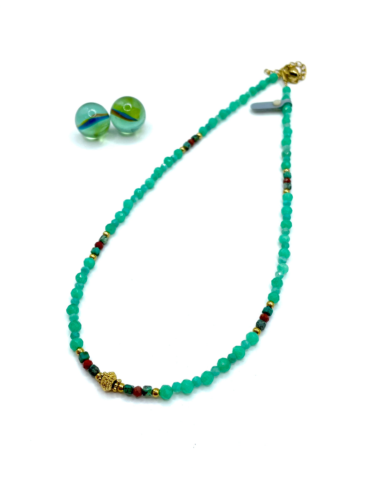 tile green agate & african turquoise necklace