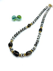 ''ZEBRA'' AGATE & SMOKY QUARTZ NECKLACE