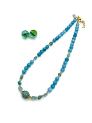 AIR FORCE BLUE AGATE & APATITE NECKLACE