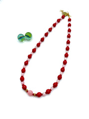 RED AGATE & PINK JADE NECKLACE