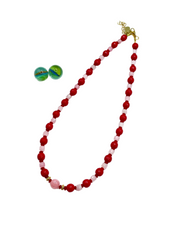 RED AGATE & PINK JADE NECKLACE