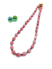 PINK AGATE PEBBLES & AFRICAN TURQUOISE NECKLACE