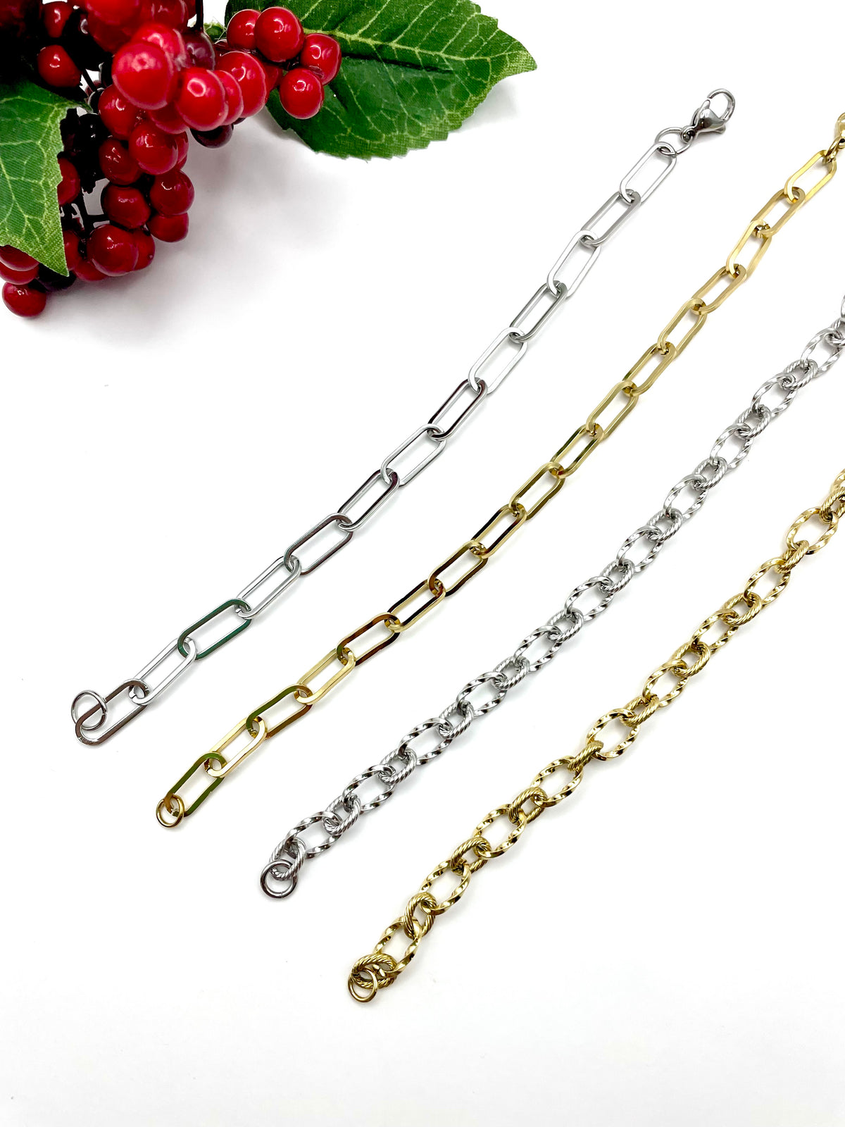 ''BASE'' steel chain (xmas charm bracelet)