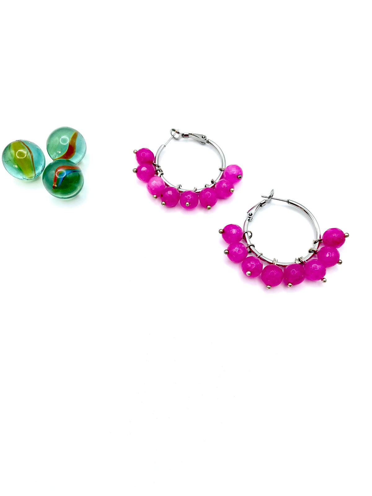 ''grapes'' magenta agate hoop earrings