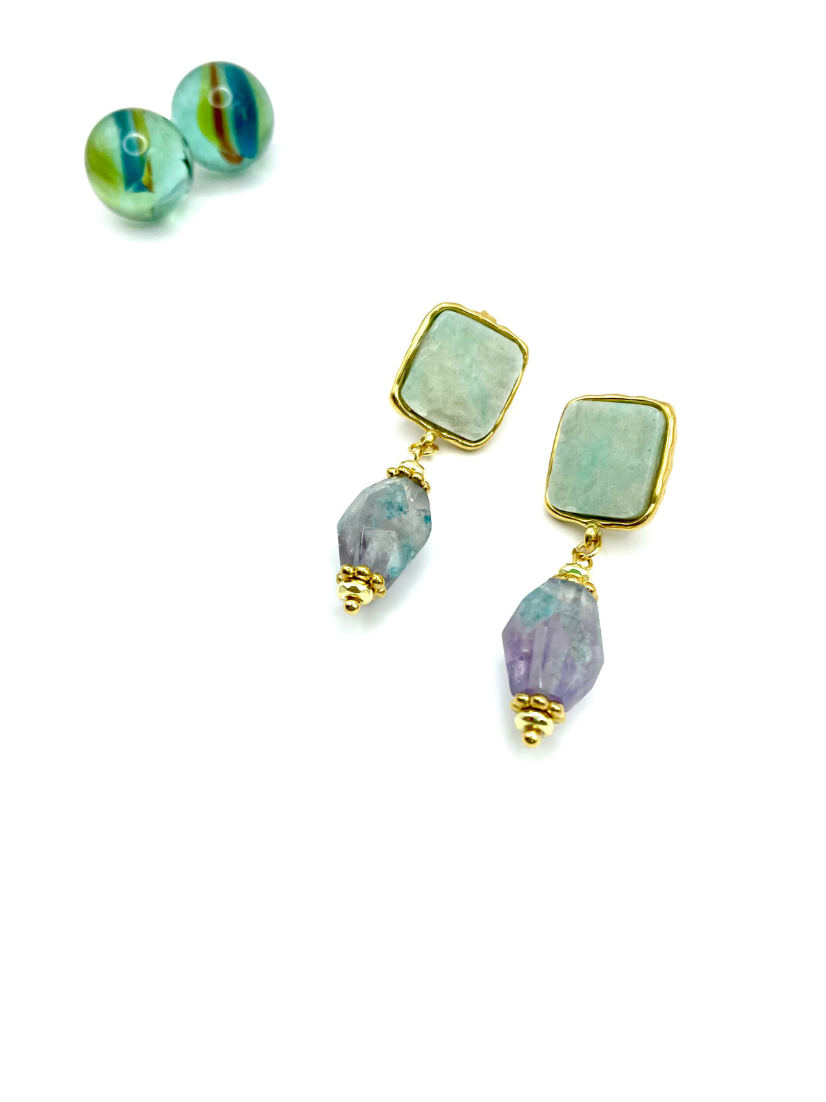 TURQUOISE & AMETHYST DANGLE EARRINGS