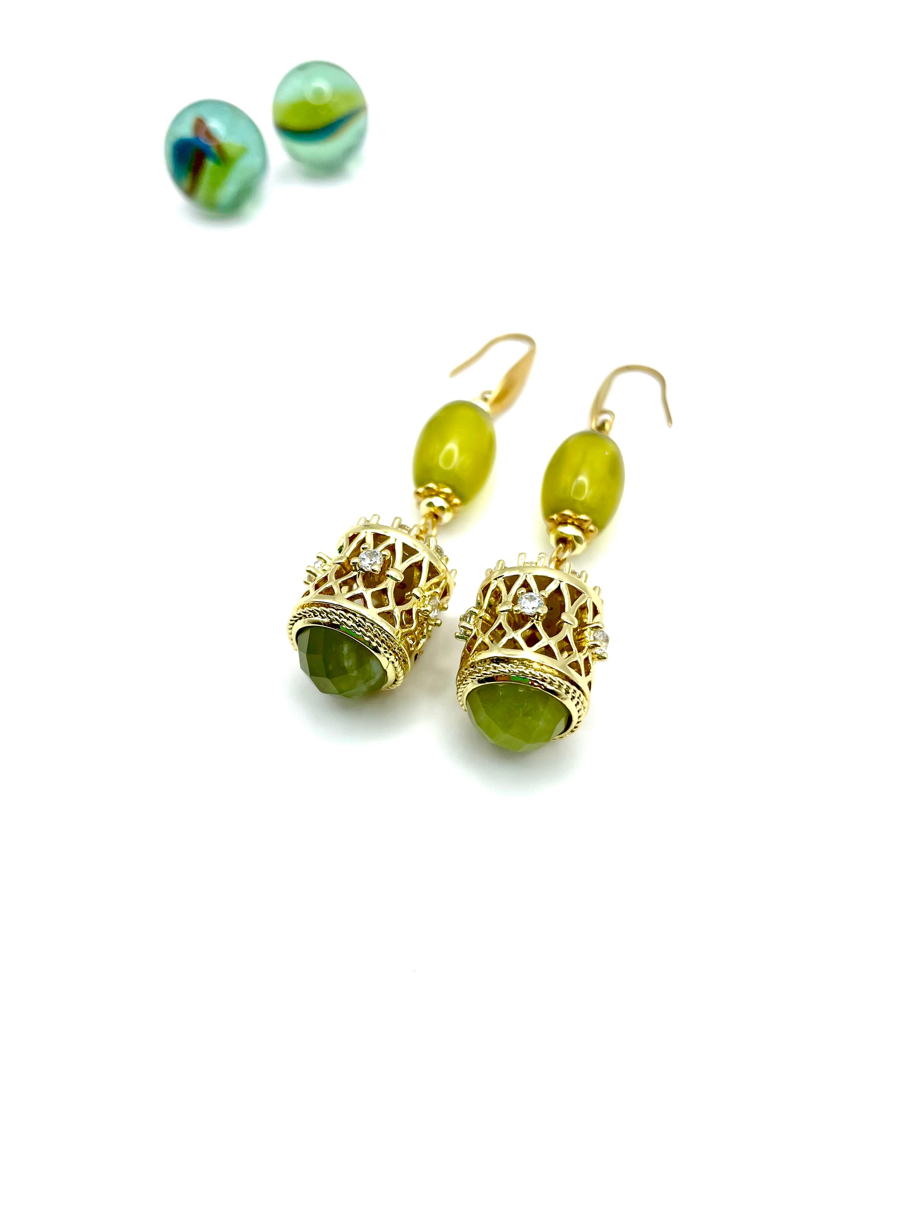 PERIDOT GEMSTONES DANGLE EARRINGS